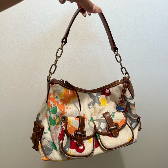 Dooney & Bourke Handbags - Vintage Dooney & Bourke Ivory Hopsack Canvas Bag